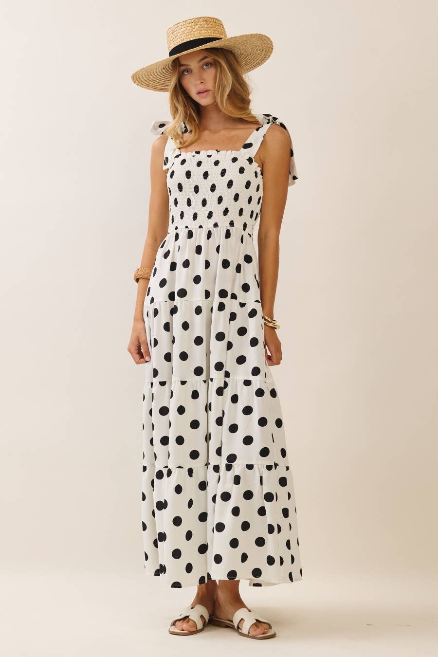 Tiered Midi Dress with Smocked Top