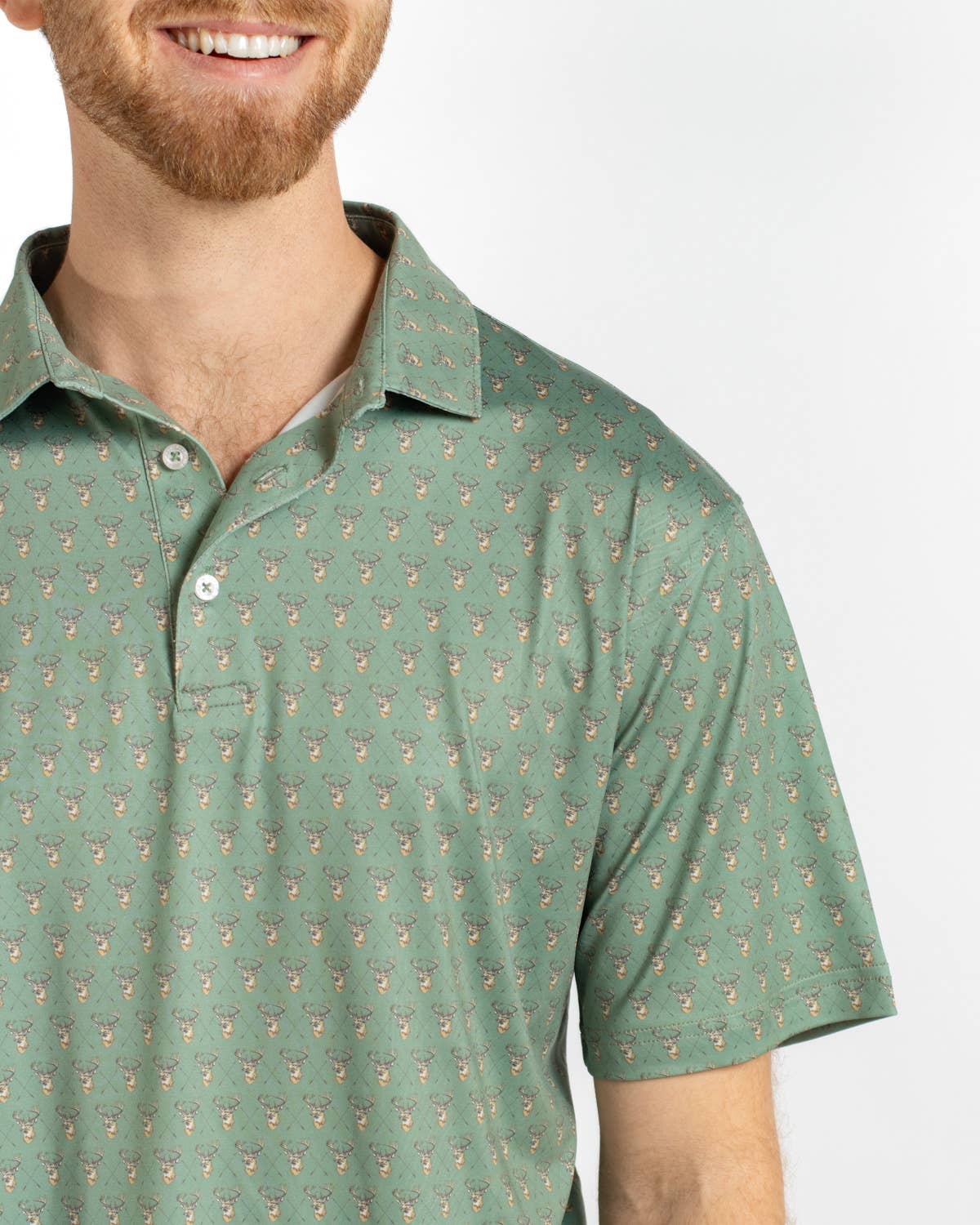 Men's Bow Hunting Performance Polo  Deer Print