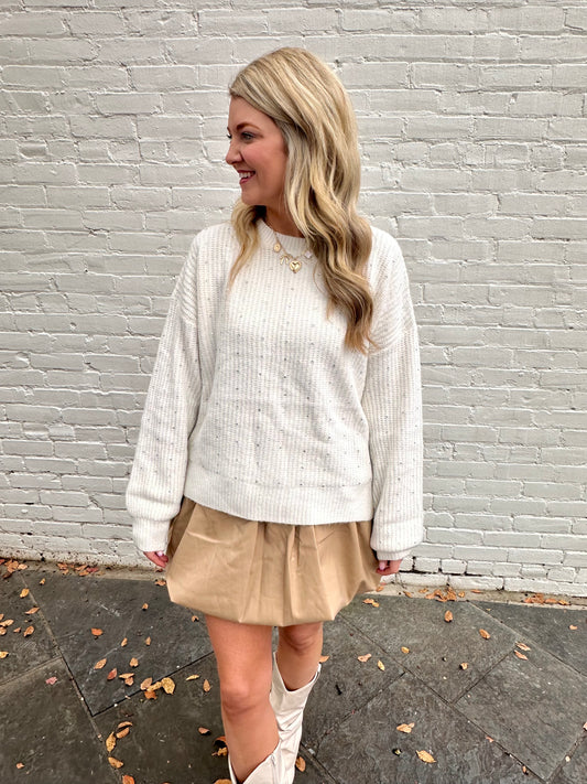 Rhinestone Ivory Sweater