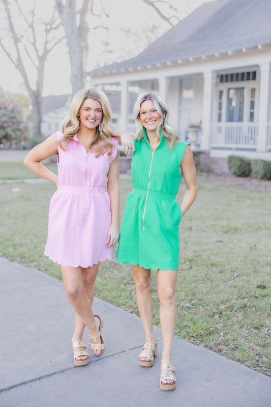Scallop Perfection Dress- Pink or Green
