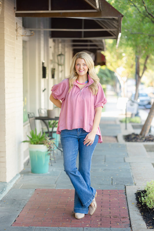 Mauve Silk Flowy Blouse
