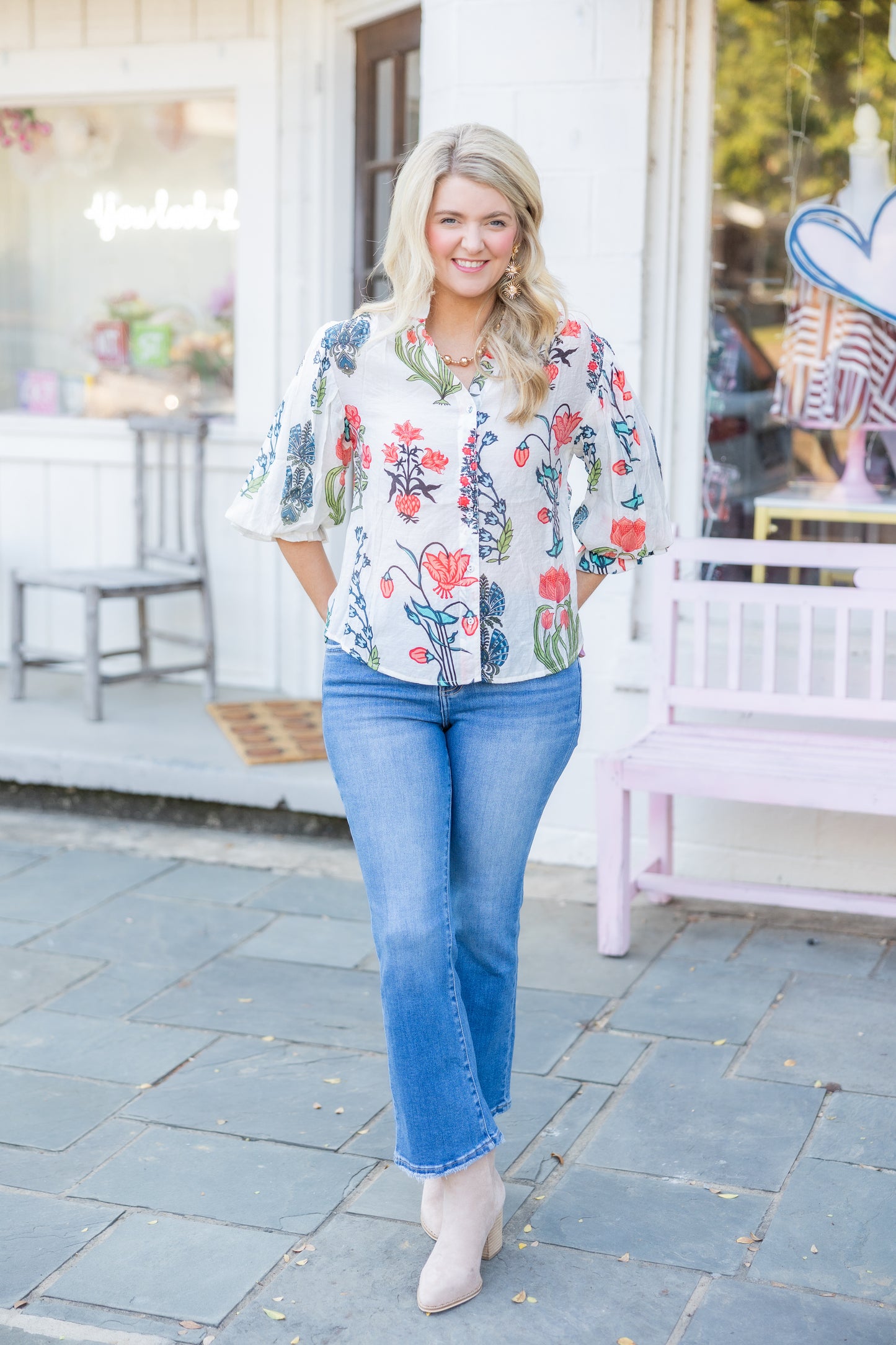 Gather Around top- White