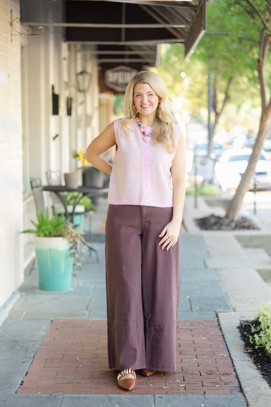 Pink and Brown Stripe Sweater Vest