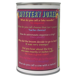 Canned Mystery | Unknown Random Plush w/Jokes | Fun Surprise: Pop Top + Plastic Lid & Shrink Band