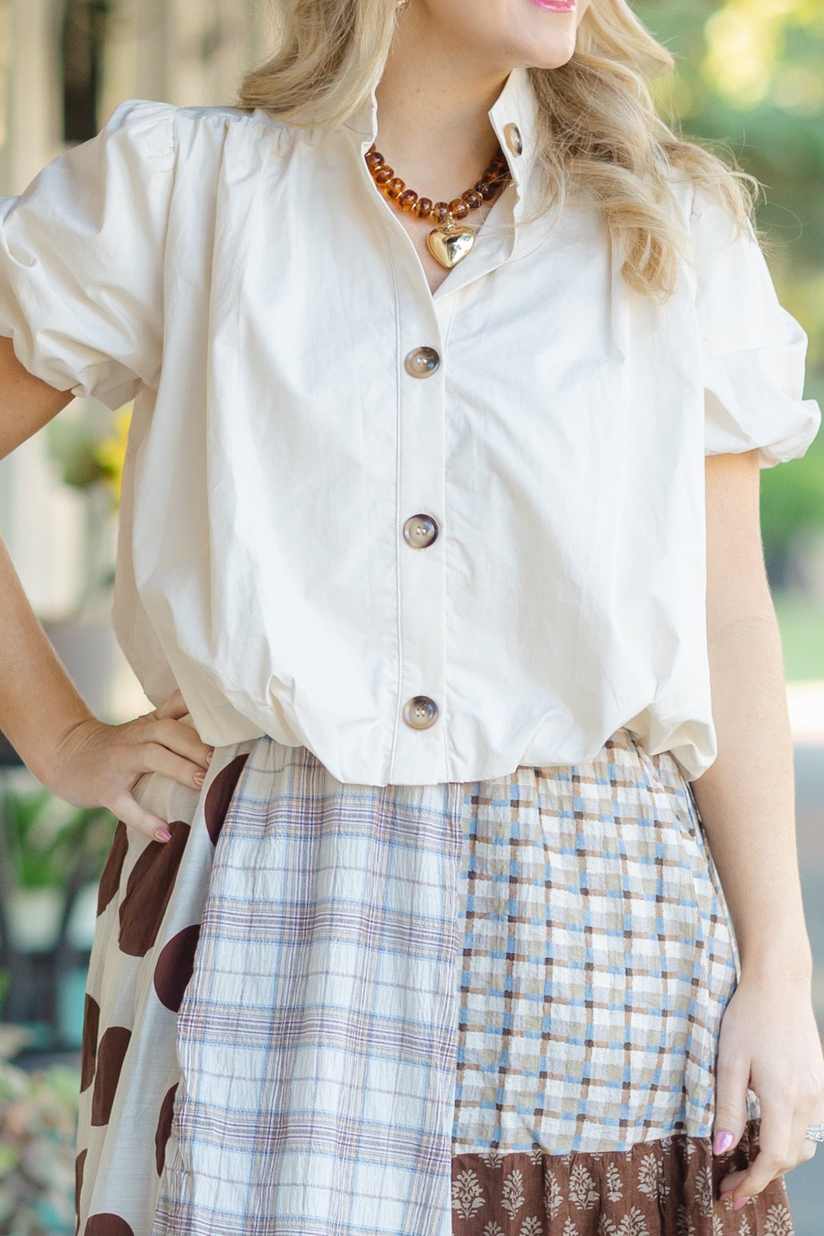 Ivory Bubble Hem Top