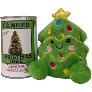 Spruce the Canned Christmas Tree - Plush in Can w/Jokes: Pop Top + Plastic Lid & Shrink Band