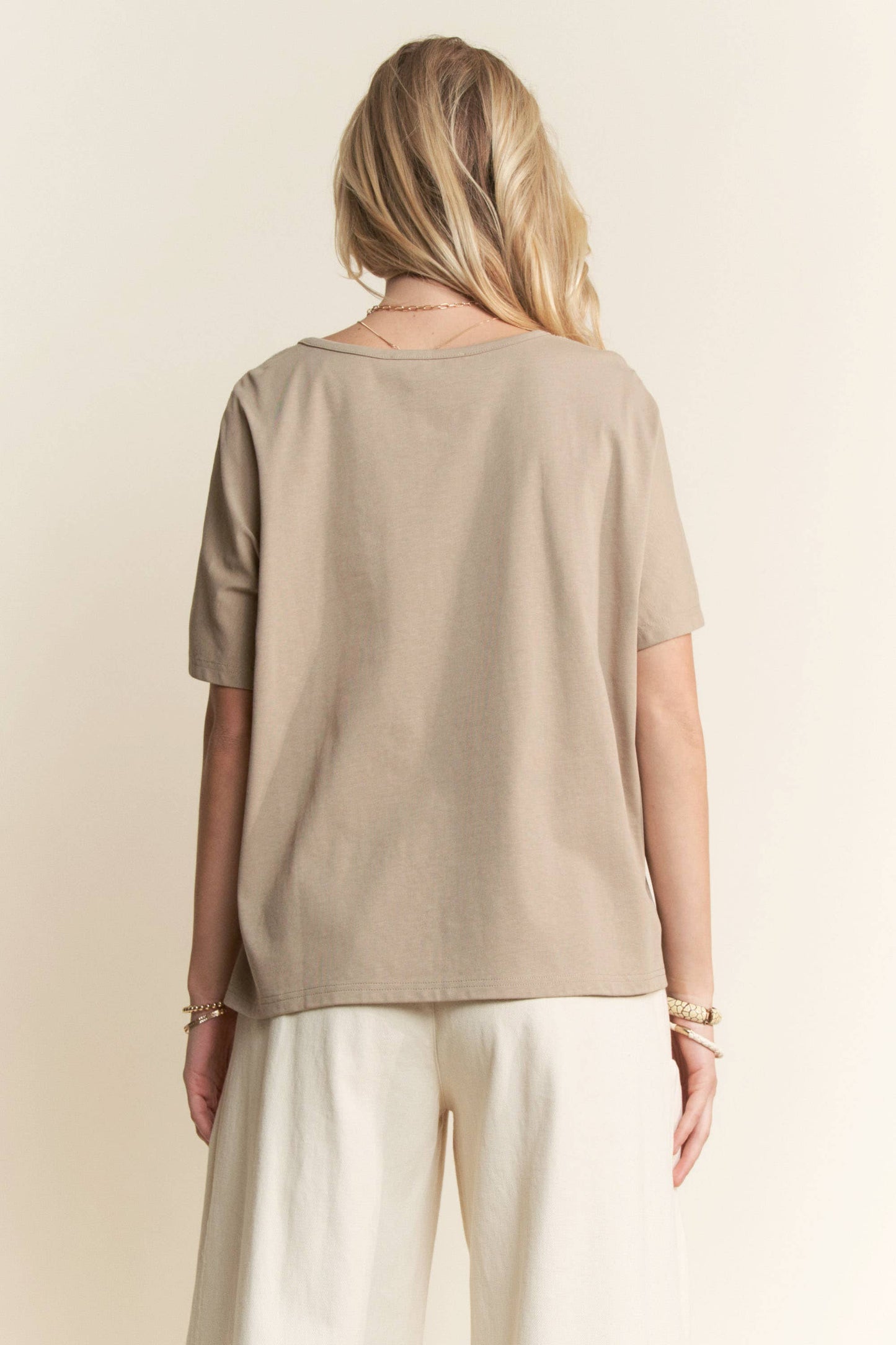HEART PEACE PATCH LACE PEARL SHORT SLEEVE TOP: Pink / L