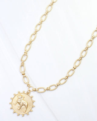 Carmen Coin Necklace Standing Dog Worn Gold