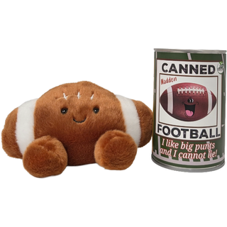 Canned Football | Stuffed Sports Plush in a Can w/Jokes: Pop Top + Plastic Lid & Shrink Band