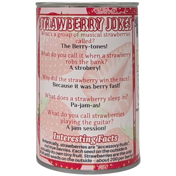 Canned Strawberry | Stuffed Animal Plush w/Funny Jokes |Gift: Pop Top Lid