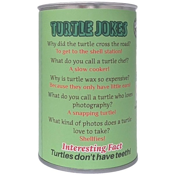 Canned Sea Turtle Stuffed Animal Plush w/Jokes | Unique Gift: Pop Top Lid