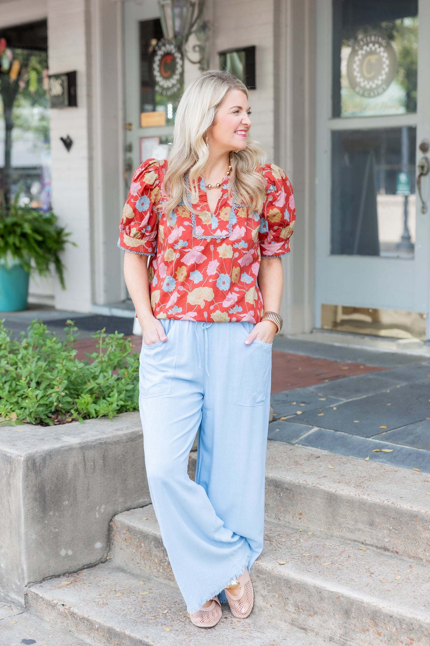 Brick and Floral Top