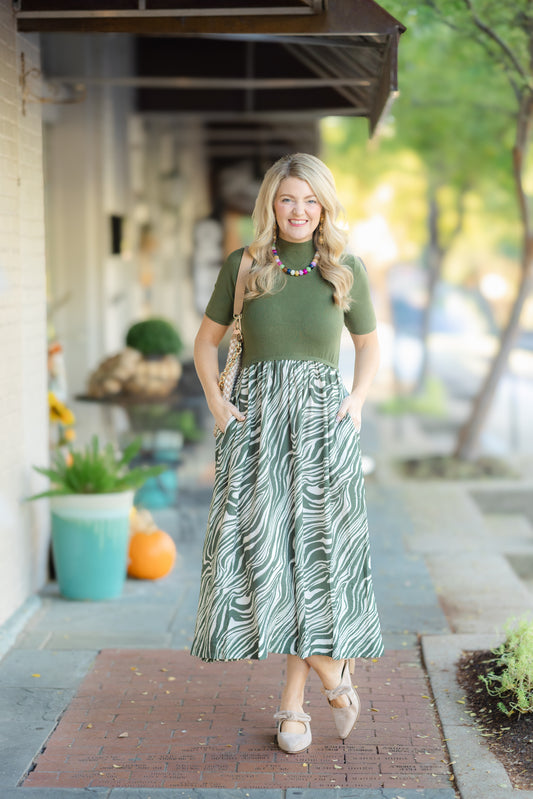 Olive Zebra Print Maxi