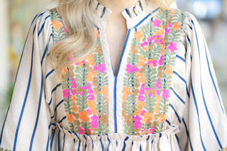 Oatmeal Floral Embroidered Maxi
