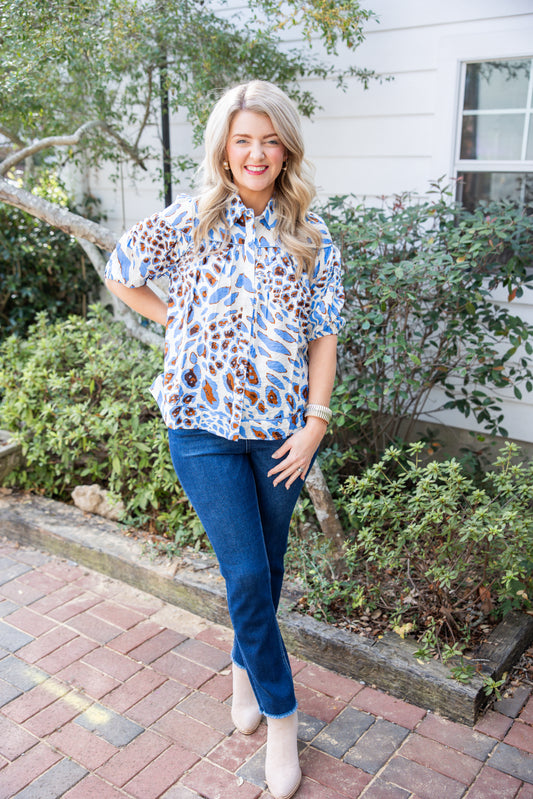 Blue Leopard Top