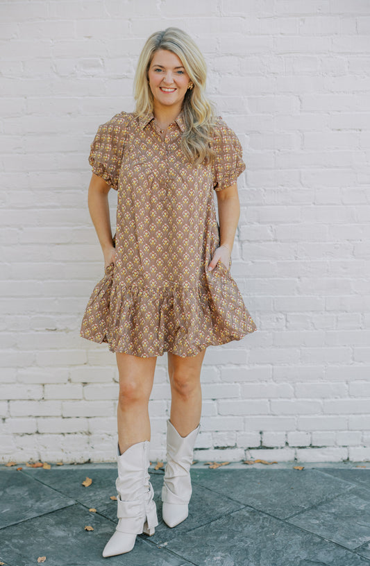 Entro Brown Pattern Dress