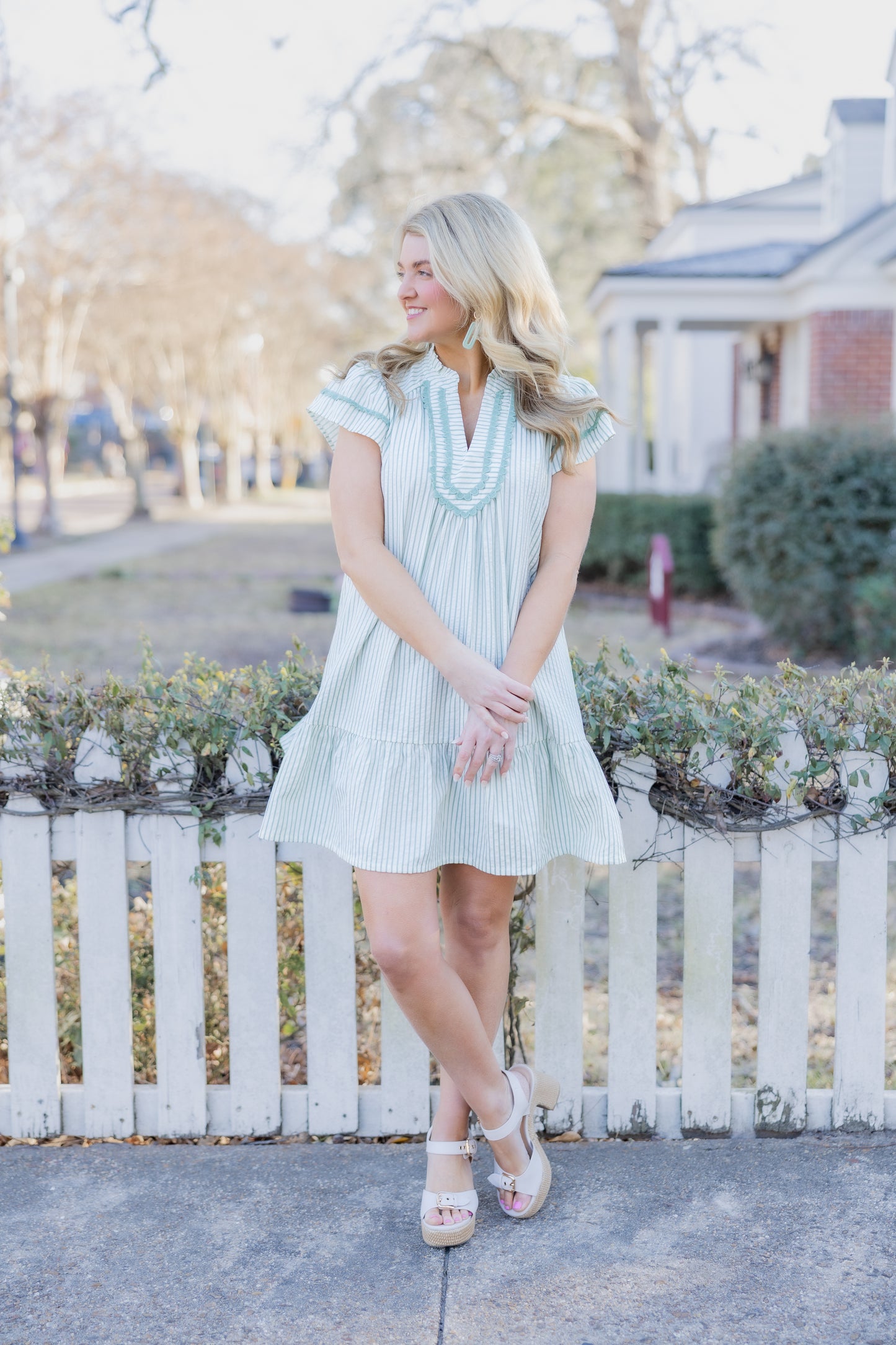 Soft Lines Dress in Sage
