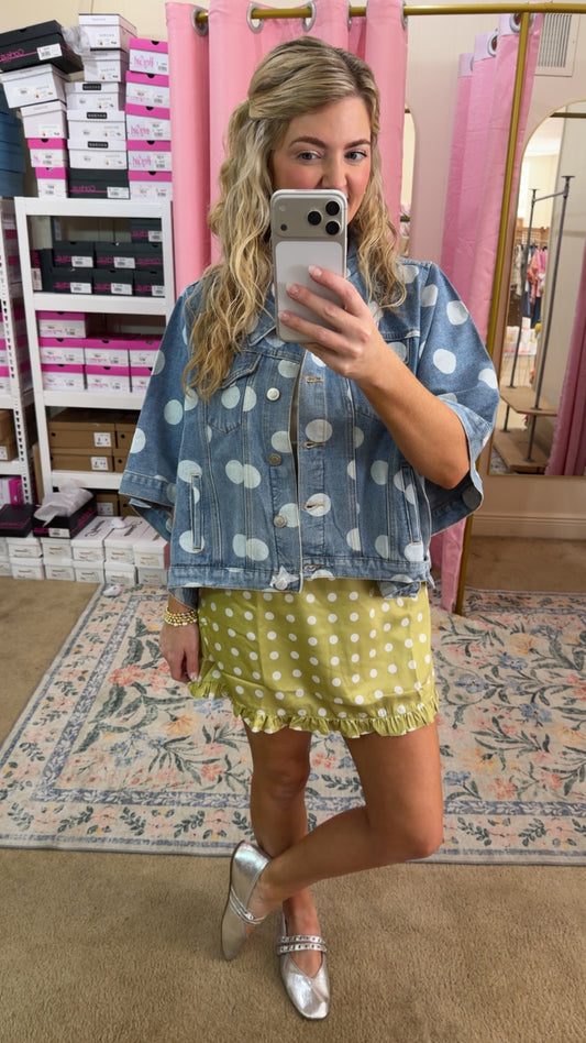 Polka Dot Cape Denim Jacket