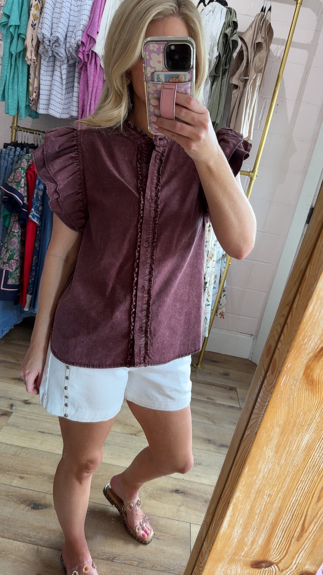 Maroon Flutter Top