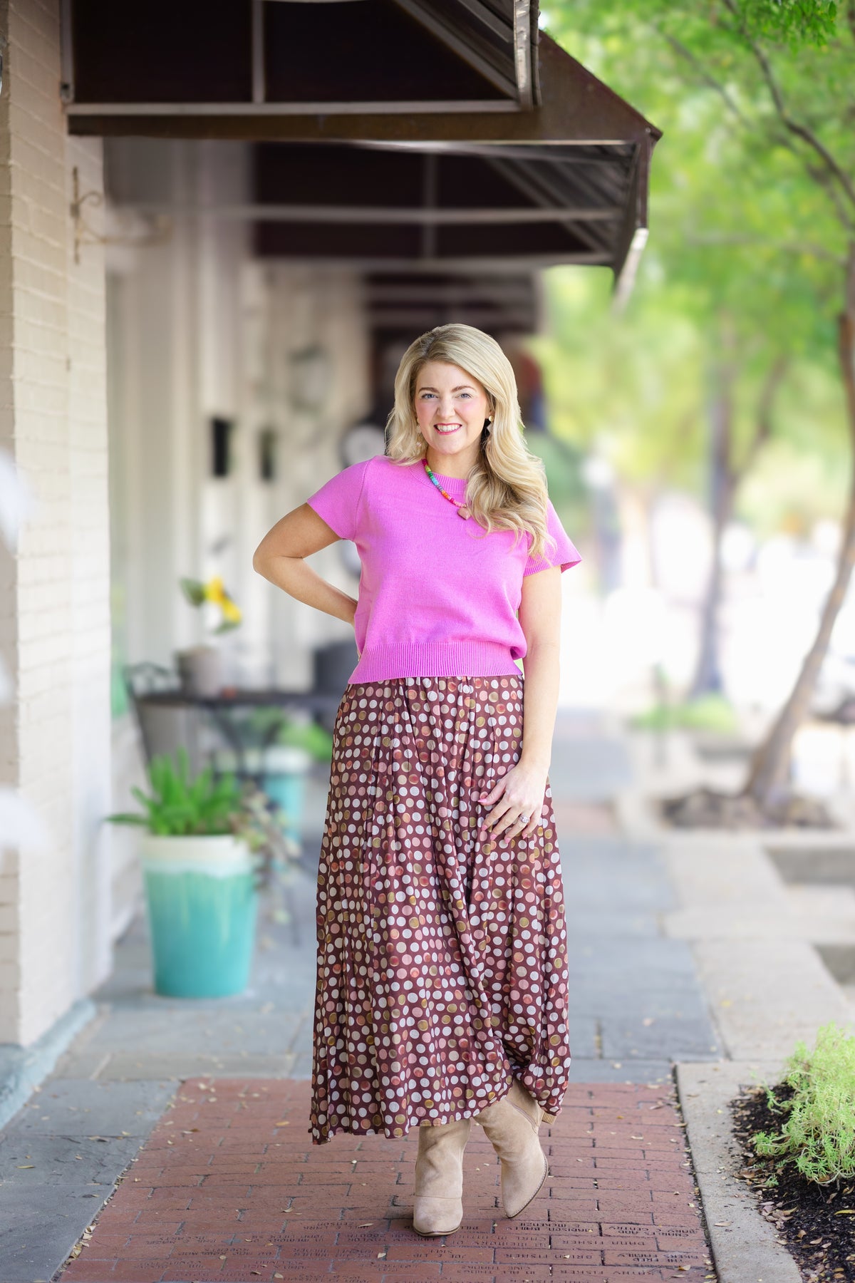 Brown Mix Polka Dot Skirt
