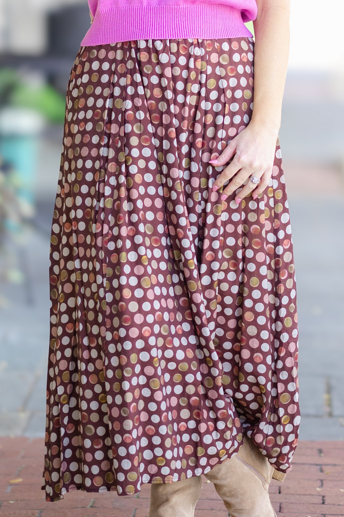 Brown Mix Polka Dot Skirt