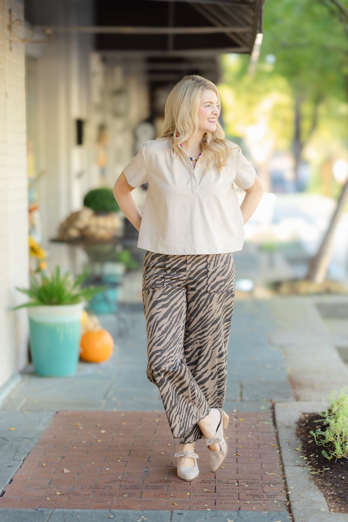 Beige Velvet Top