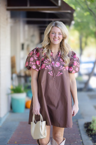 Brown and Pink Dress