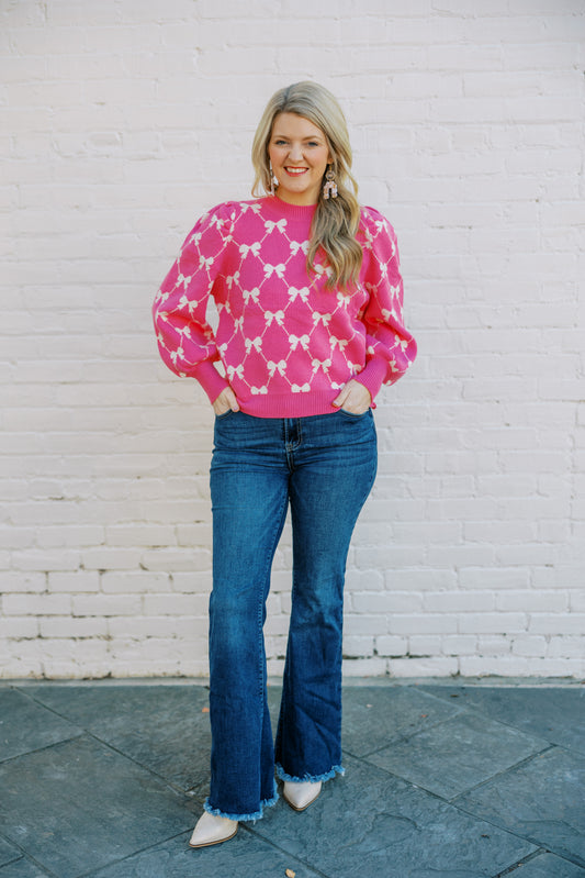 Hot Pink bow Sweater