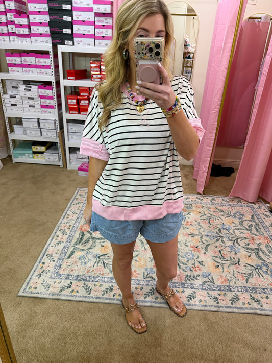 Black and Pink Stripe Top