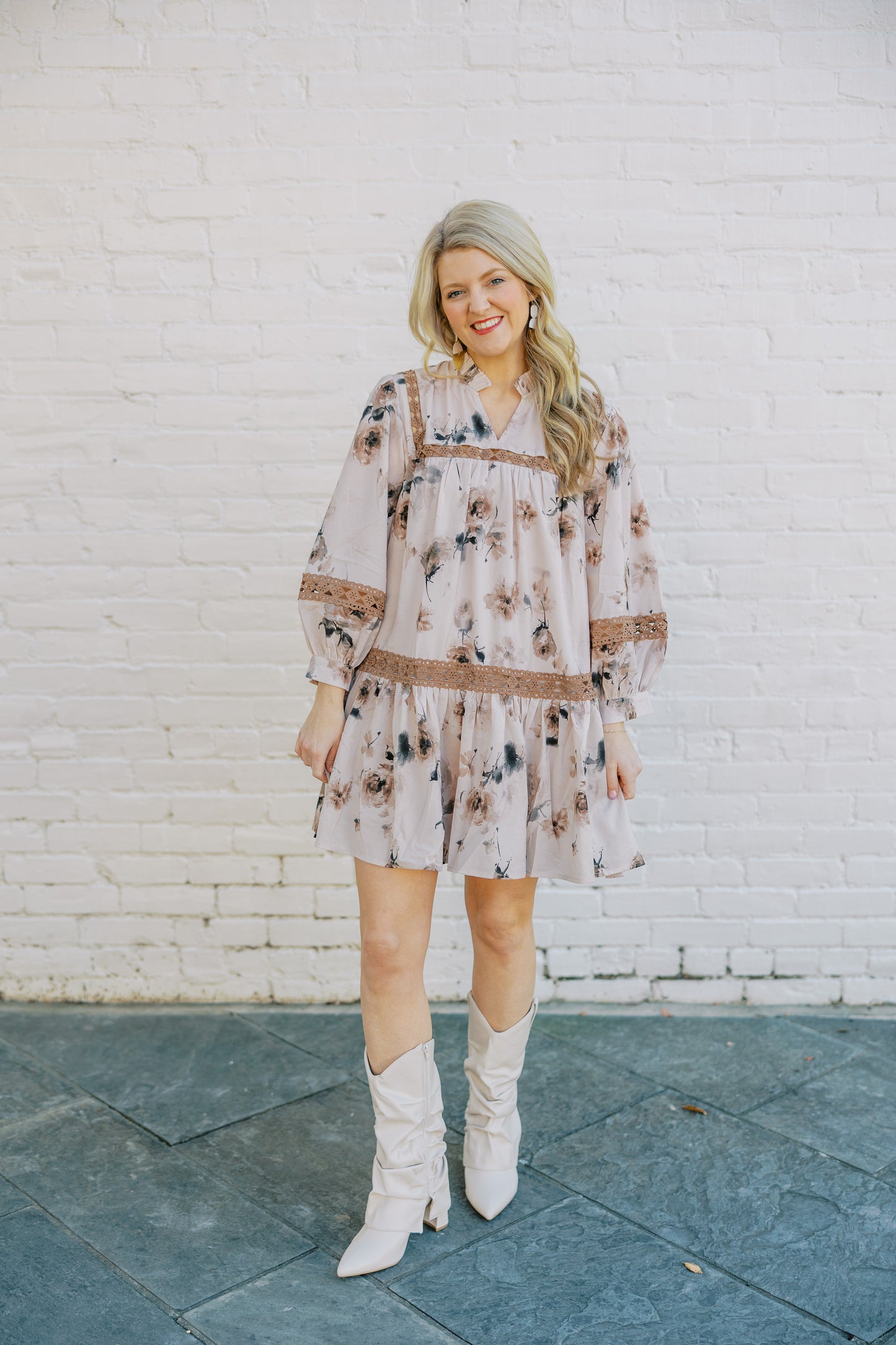 Entro Ivory Fall Floral Dress