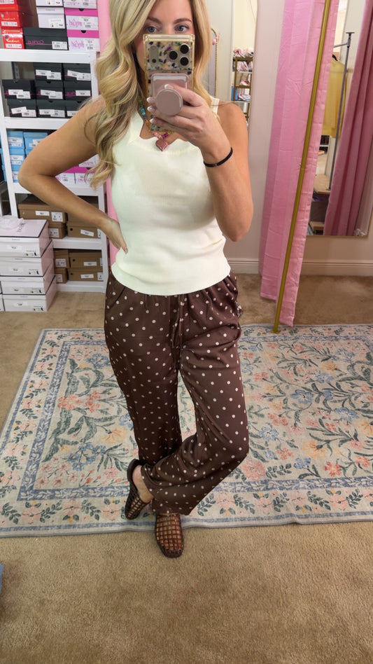 Polka Dot Silk Pants