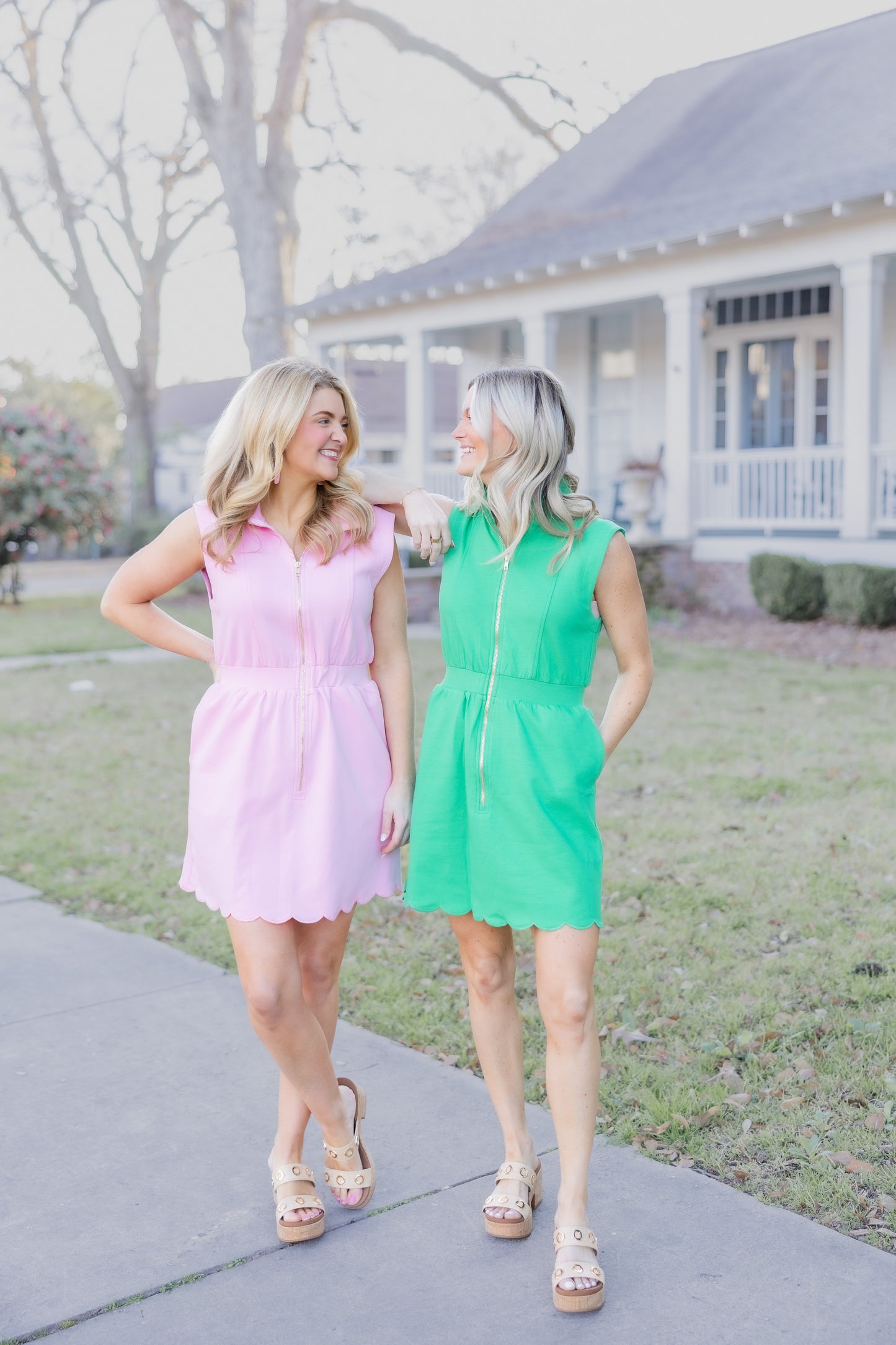 Scallop Perfection Dress- Pink or Green