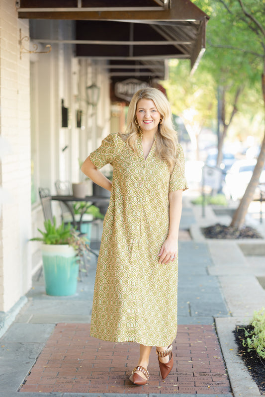 Green printed Maxi