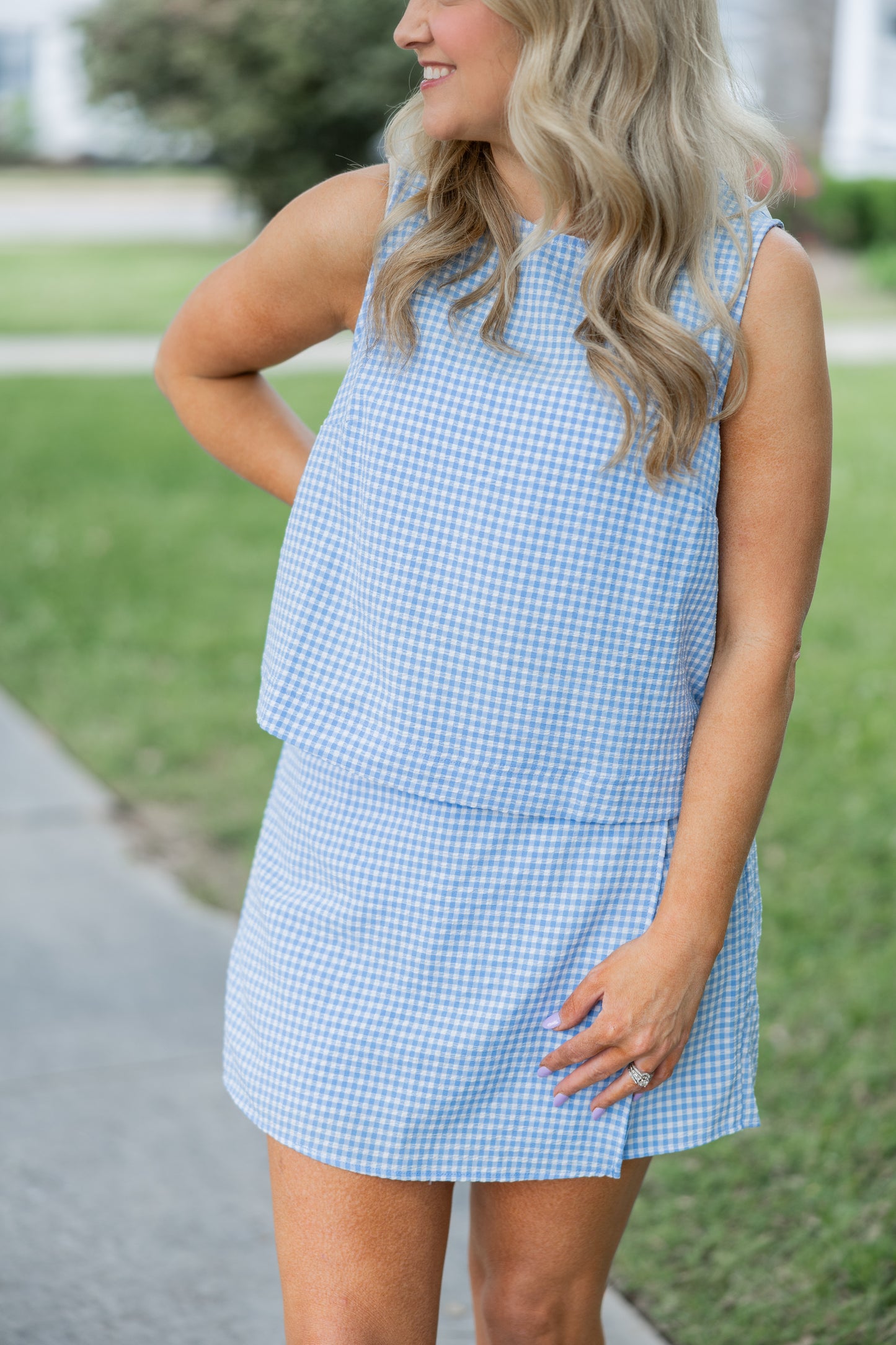 Blue Gingham Skort Set