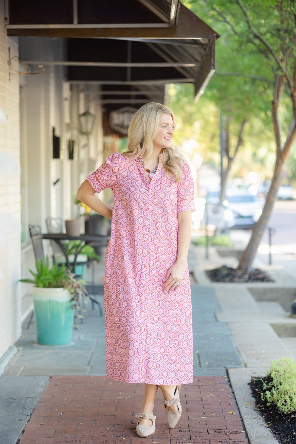 Pink Printed Maxi Dress