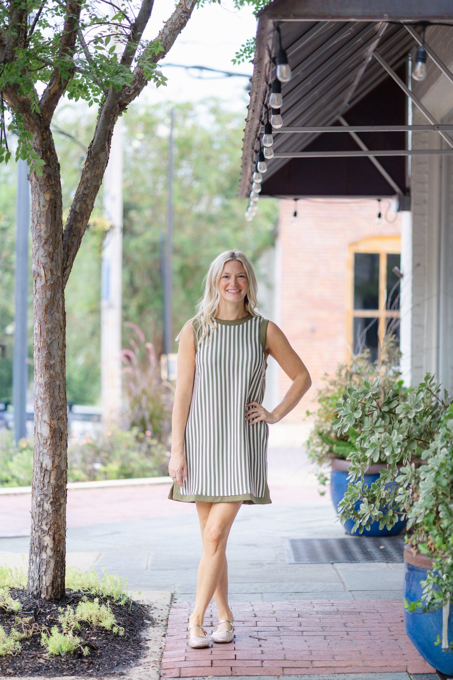 Olive Stripe Dress