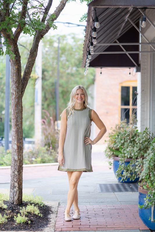 Olive Stripe Dress