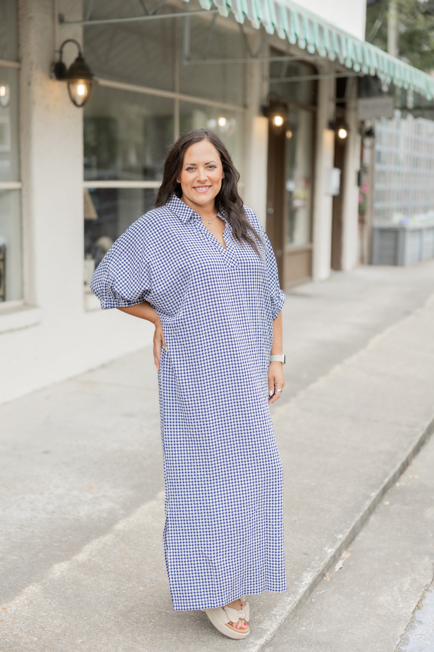 Navy Checkered Maxi