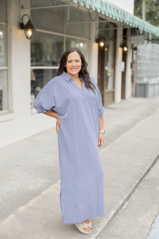 Navy Checkered Maxi