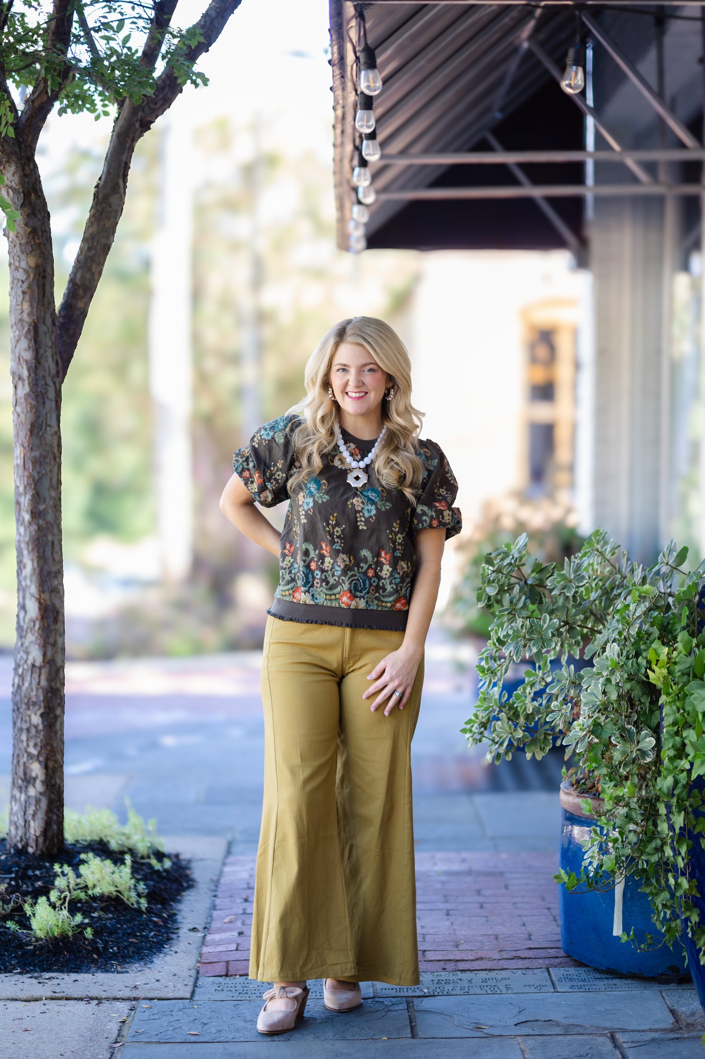 Brown Embroidered Top