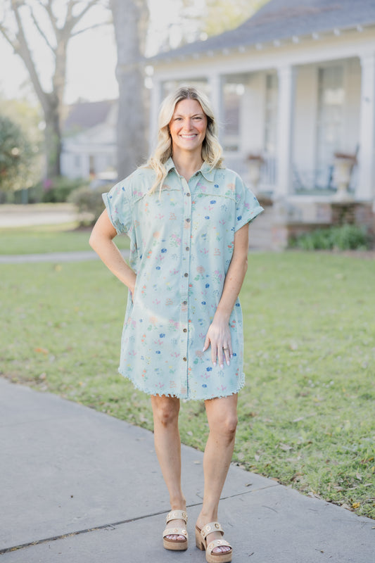 Denim Blooms Dress