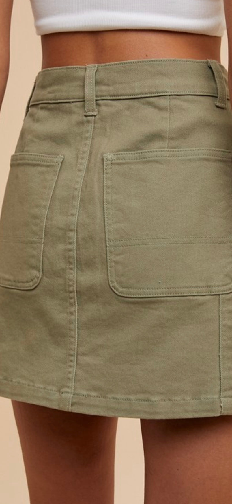 Olive Cargo Skirt