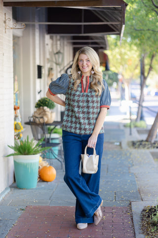 Voy Checkered Textured Top