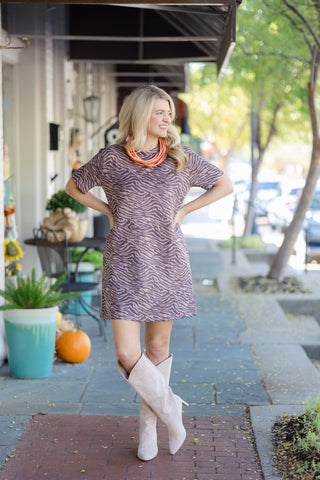 Suede Zebra Brown Dress