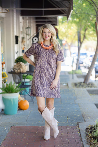 Suede Zebra Brown Dress