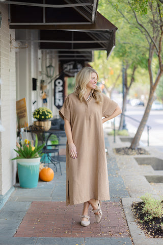 Brown Maxi with Gold button