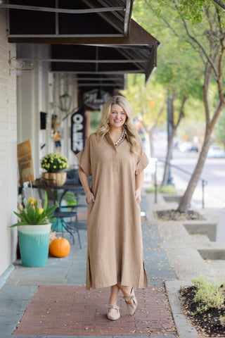 Brown Maxi with Gold button