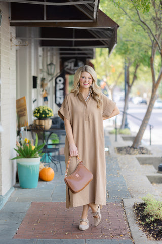 Brown Maxi with Gold button