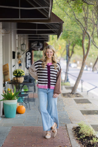 Brown and Pink Fuzzy Cardi