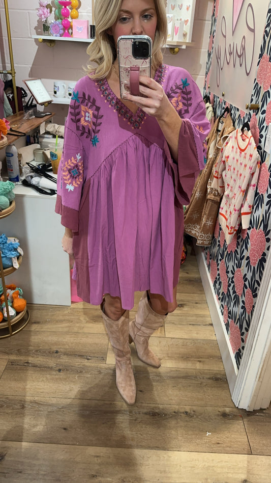 Purple Embroidered Dress